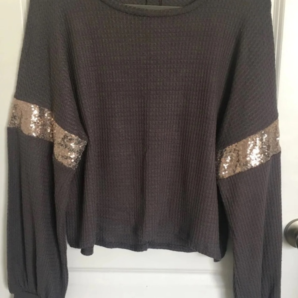 Peach Love taupe knit top